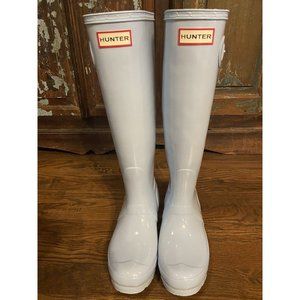 Hunter Rain Boots US Size 5  Tall Gloss Light Blue Periwinkle Great Britain